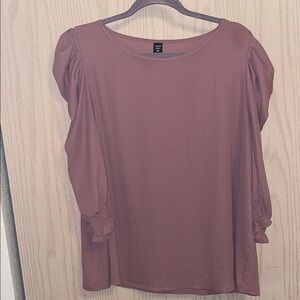 SHEIN Curve 1XL Dusty Rose Mauve Women's Pullover Top 3/4 Sleeve Elastic Cuffs